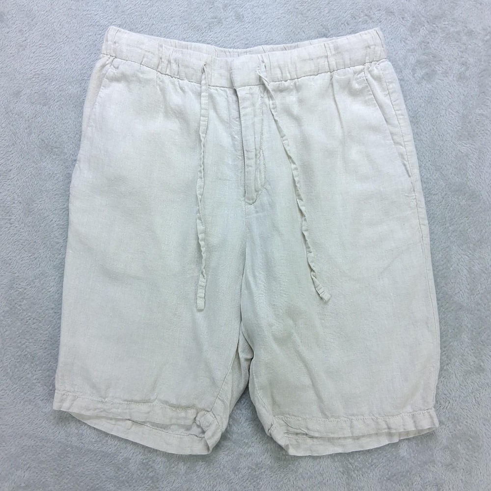HM Women Cream Linen Blend Shorts Relaxed Fit Coastalcore Size S